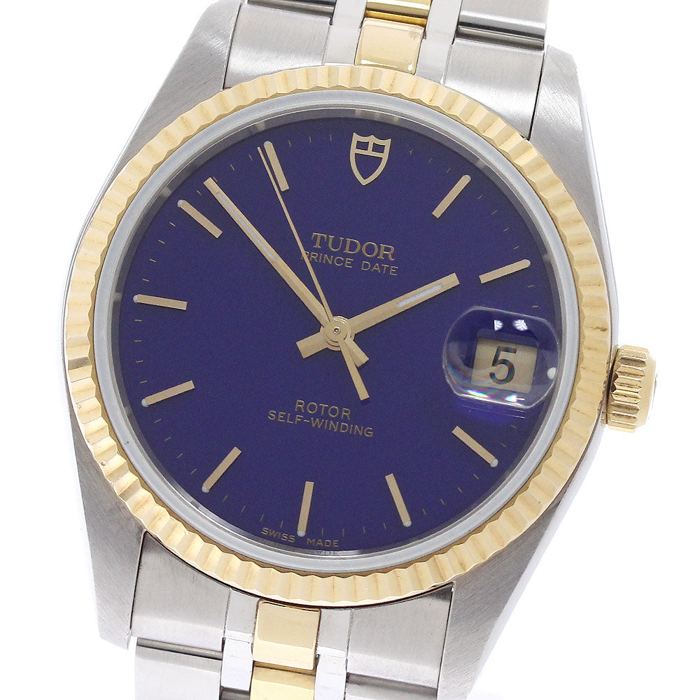 TUDOR Prince Date 74033 YG bezel blue Dial Automatic Men's Watch_975056