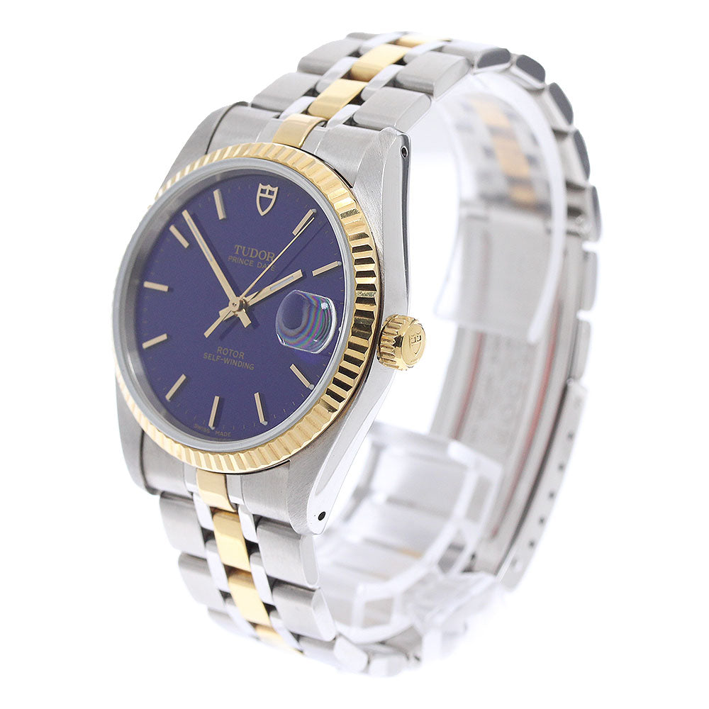 TUDOR Prince Date 74033 YG bezel blue Dial Automatic Men's Watch_975056