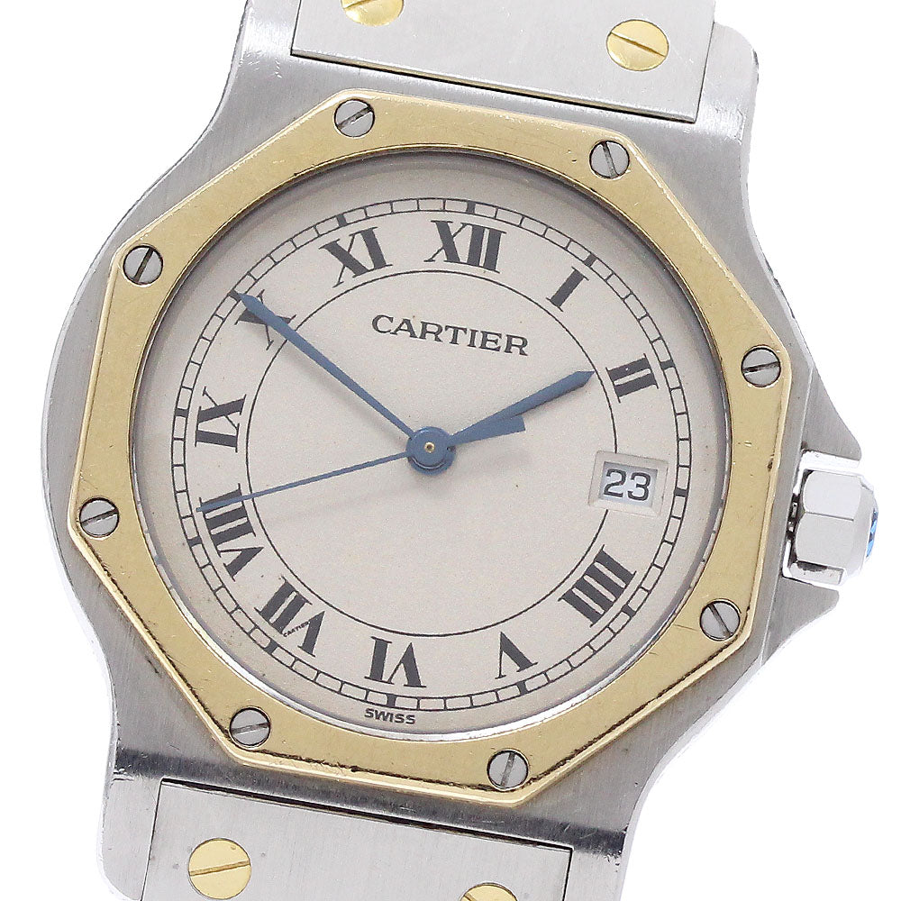 CARTIER Santos Octagon LM W2001583 YG bezel Beige Dial Quartz Men's Watch_975391