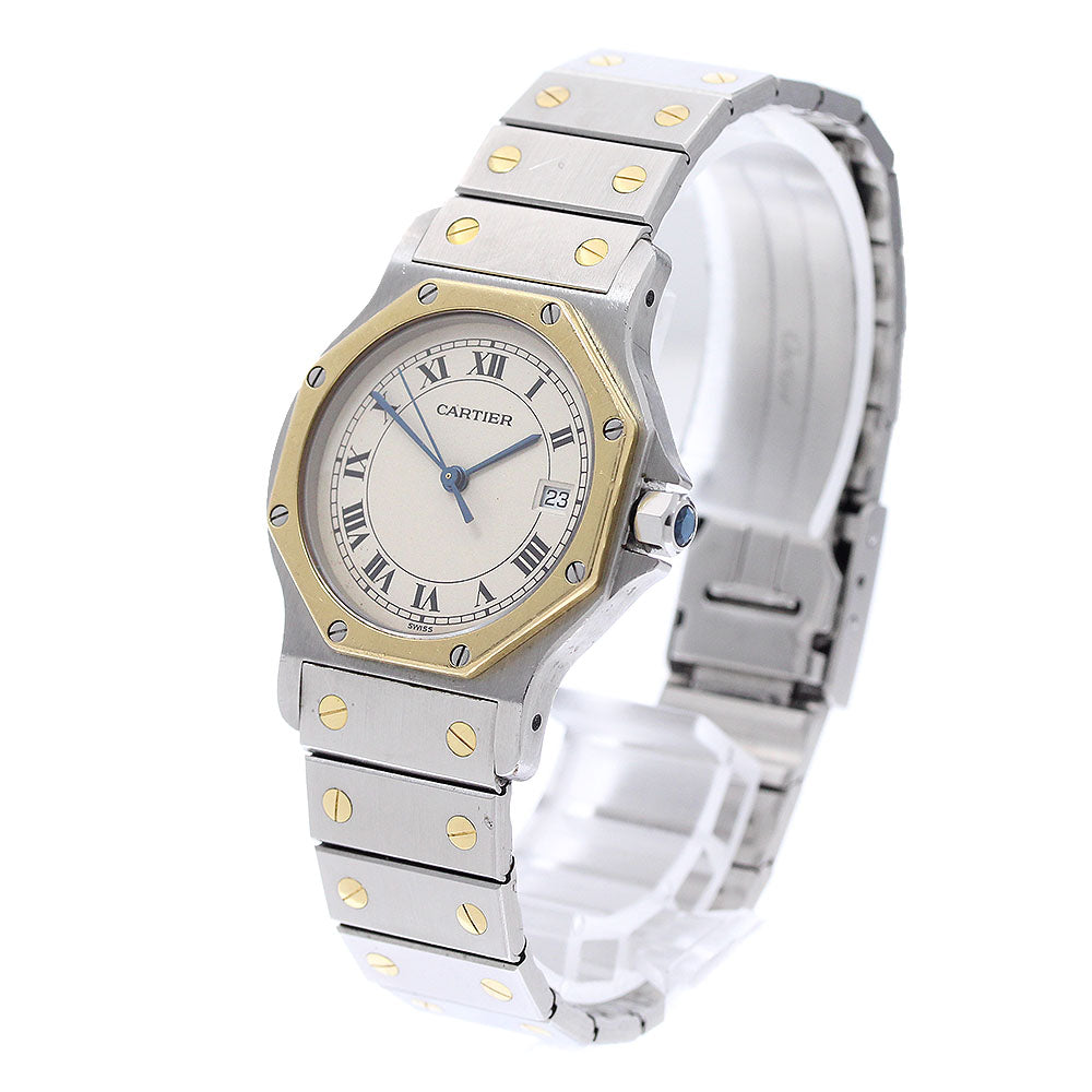 CARTIER Santos Octagon LM W2001583 YG bezel Beige Dial Quartz Men's Watch_975391