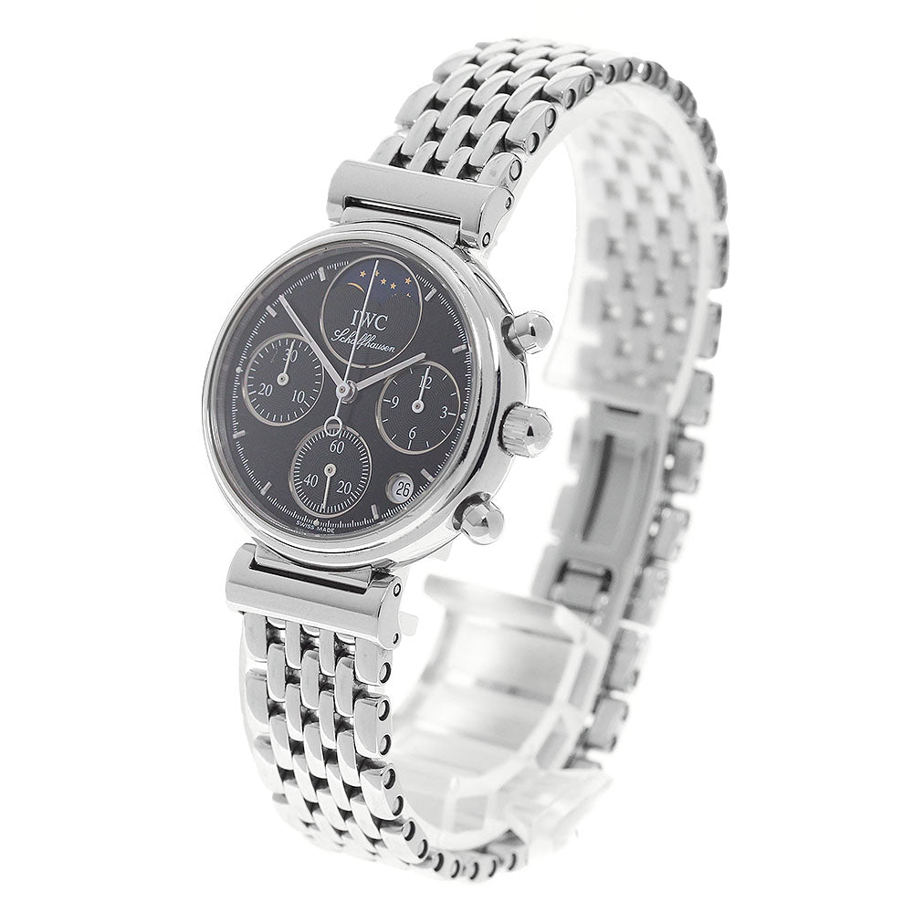 IWC SCHAFFHAUSEN Little da vinci IW373614 Date Chronograph Moon Phase black Dial Quartz Ladies Watch_975654