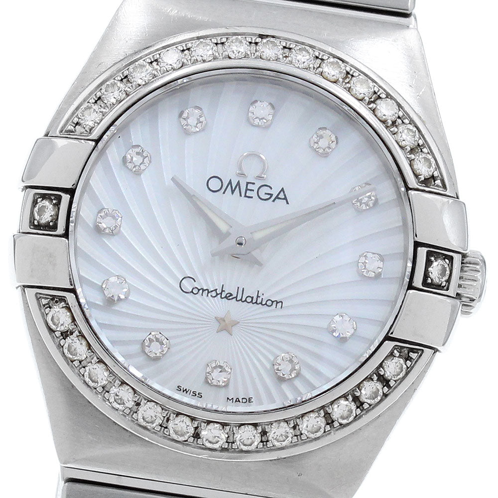 OMEGA Constellation 123.15.24.60.55.002 12P Diamond Bezel Mother-of-Pearl Dial White shell Dial Quartz Ladies Watch_978927