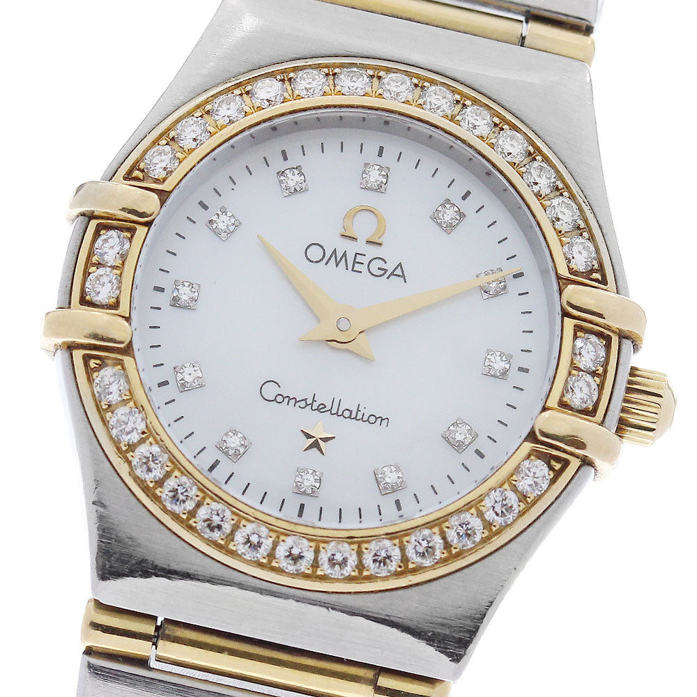 OMEGA Constellation Mini 1267.75 12P diamond bezel full bar White shell Dial Quartz Ladies Watch_980269