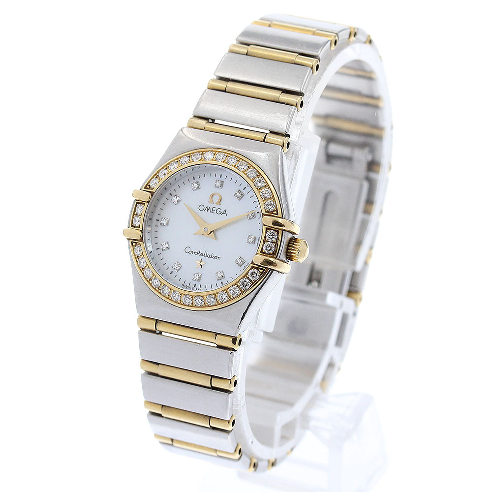 OMEGA Constellation Mini 1267.75 12P diamond bezel full bar White shell Dial Quartz Ladies Watch_980269
