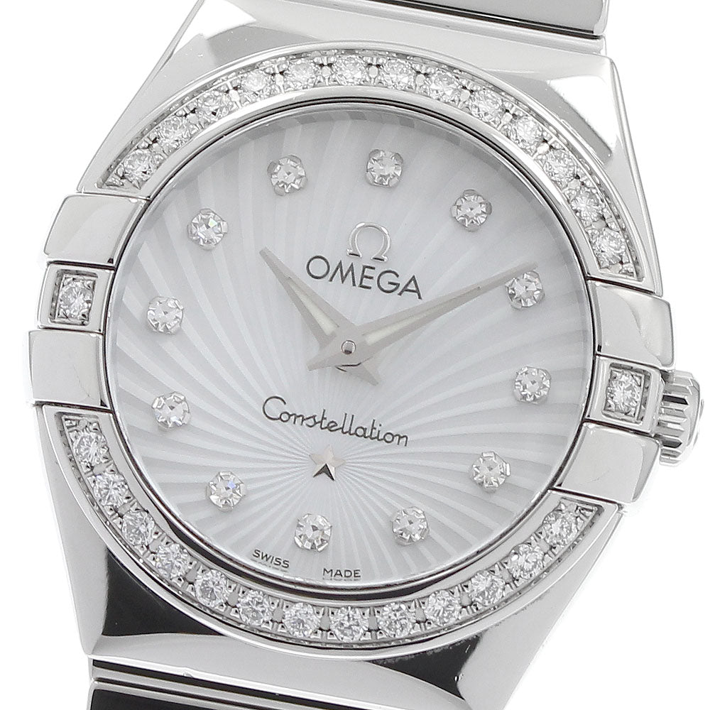 OMEGA Constellation 123.15.24.60.55.002 12P Diamond Bezel Mother-of-Pearl Dial White shell Dial Quartz Ladies Watch_980296