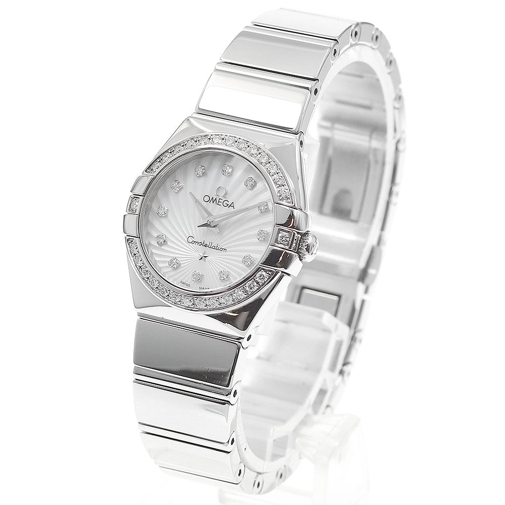 OMEGA Constellation 123.15.24.60.55.002 12P Diamond Bezel Mother-of-Pearl Dial White shell Dial Quartz Ladies Watch_980296