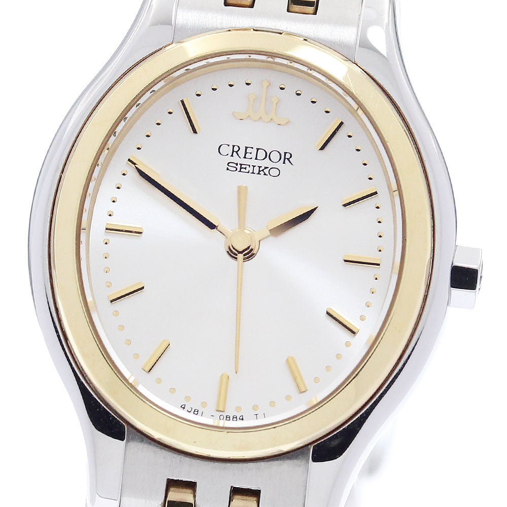 SEIKO CREDOR 4J81-5A30/GSAS986 Oval Silver Dial Quartz Ladies Watch_982366