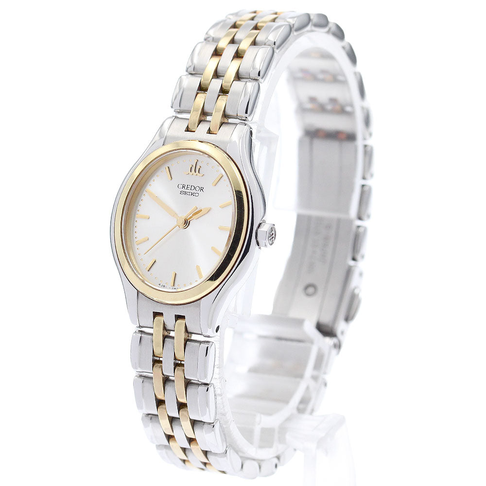 SEIKO CREDOR 4J81-5A30/GSAS986 Oval Silver Dial Quartz Ladies Watch_982366