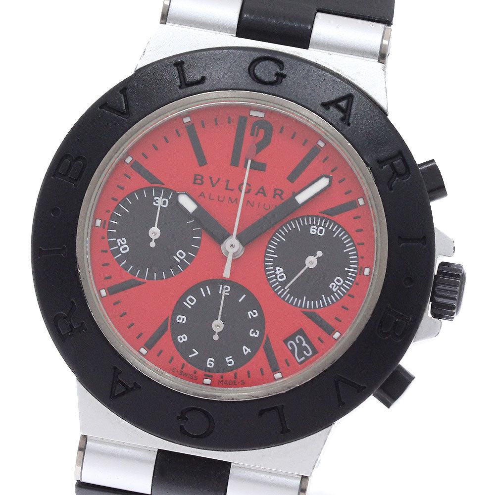 BVLGARI Aluminum AC38TA Chronograph Red Dial Automatic Men's Watch_982390