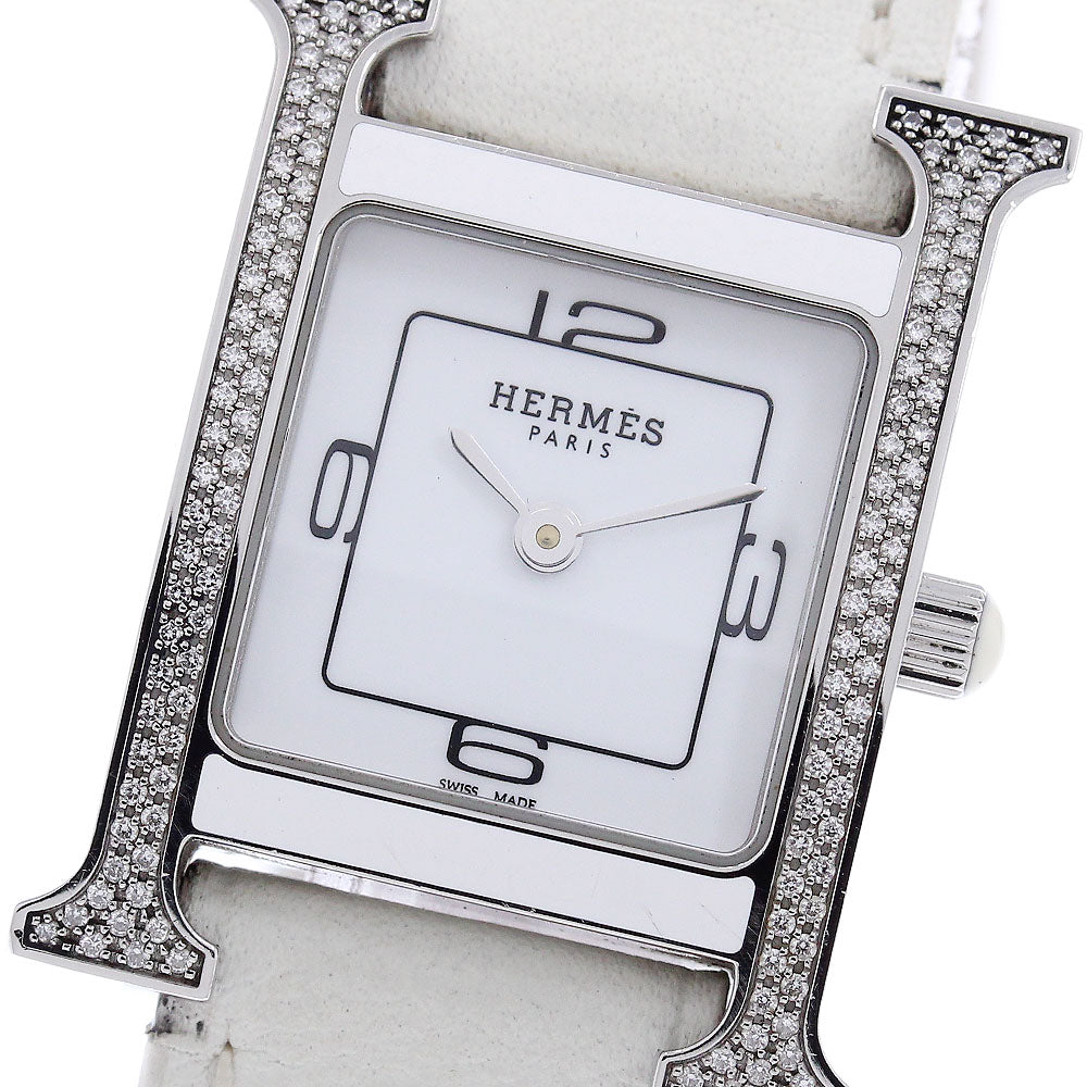 HERMES H watch HH1.232 Diamond Bezel white Dial Quartz Ladies Watch_985012