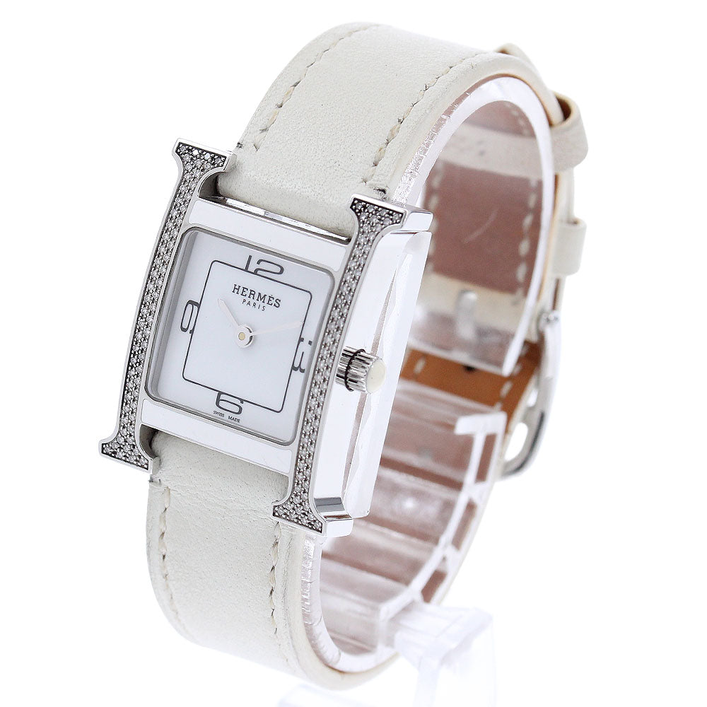 HERMES H watch HH1.232 Diamond Bezel white Dial Quartz Ladies Watch_985012