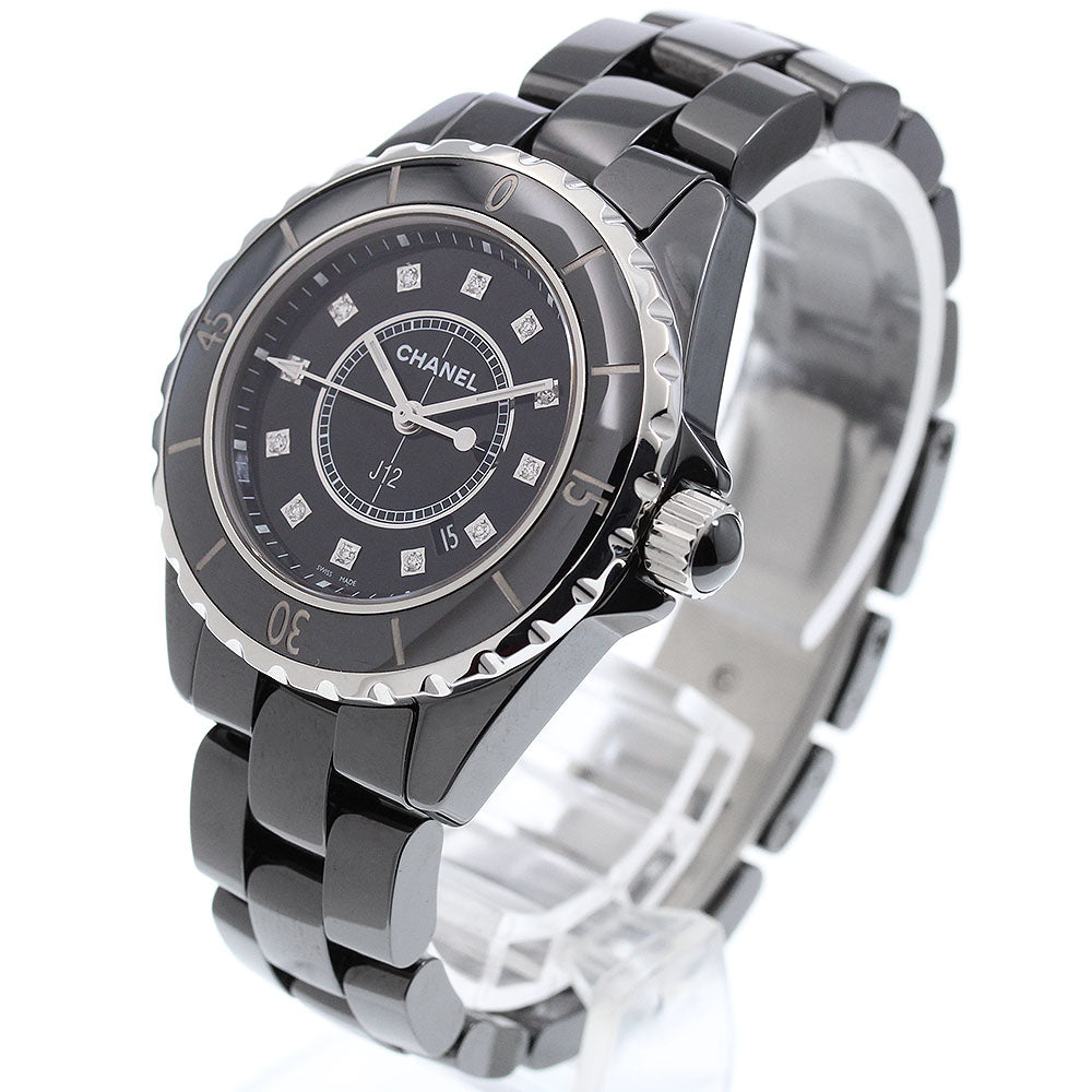 CHANEL J12 H1625 Black ceramic 33mm 12P diamond Quartz Ladies Watch_987261