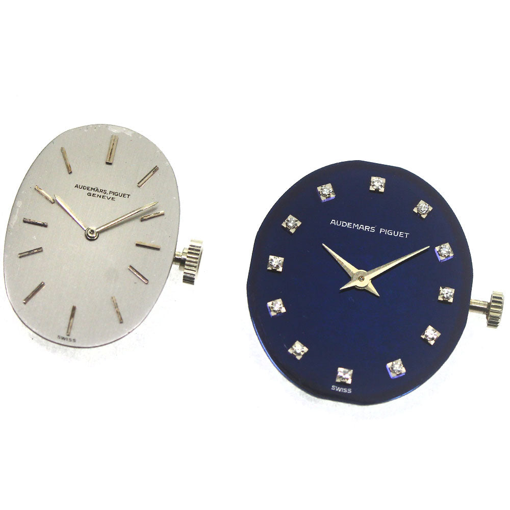 AUDEMARS PIGUET 12P diamond cal.2052 cal.K2050/B movement set Navy / Silver Dial Hand Winding Ladies Watch_A-186