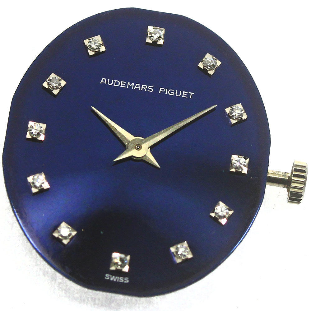 AUDEMARS PIGUET 12P diamond cal.2052 cal.K2050/B movement set Navy / Silver Dial Hand Winding Ladies Watch_A-186