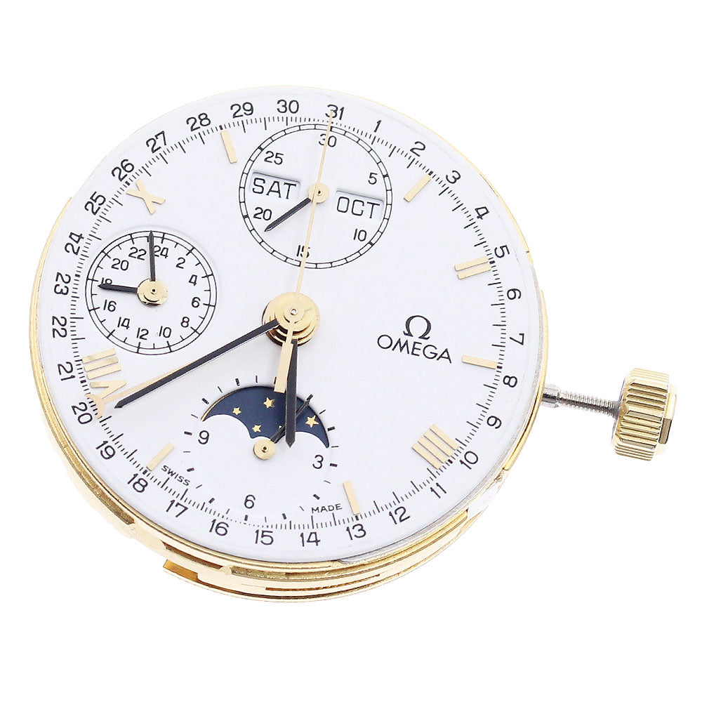 OMEGA Speedmaster Triple calendar moon phase chronograph cal.1150 movement white Dial Automatic Men's Watch_I-104