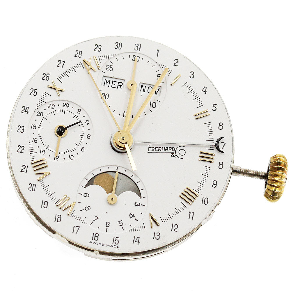 EBERHARD Cal.7761 Moon Phase Movement white Dial Hand Winding Men's Watch_I-132