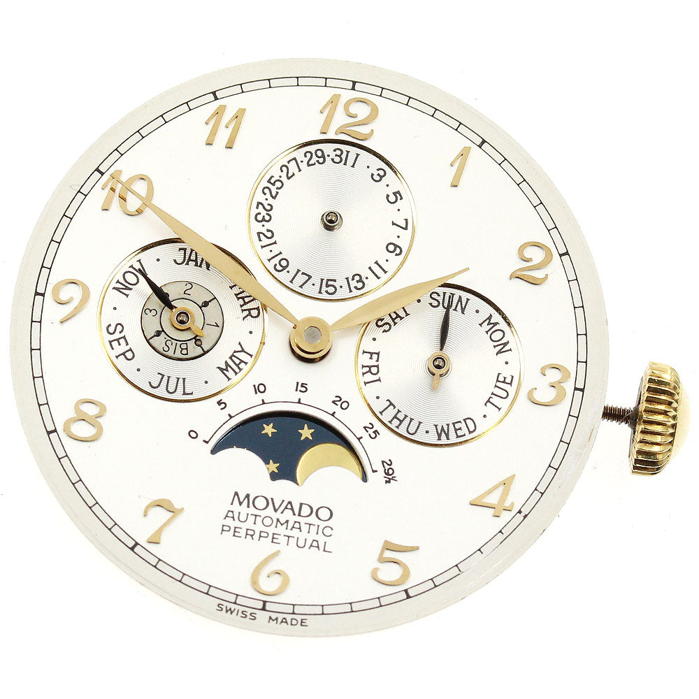 Movado Cal.2890-9 Triple calendar moon phase movement Silver Dial Automatic Men's Watch_I-140