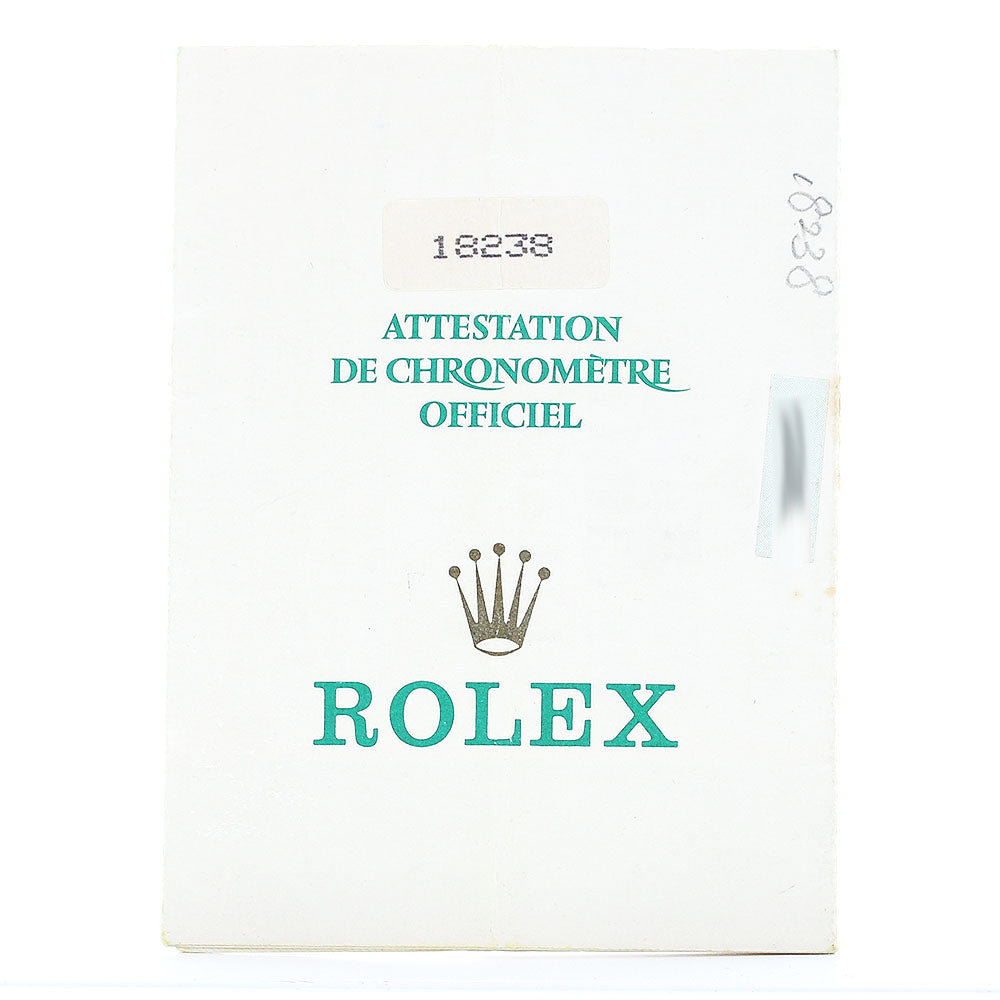 ROLEX 18238 Warranty card Dial Watch_R-12
