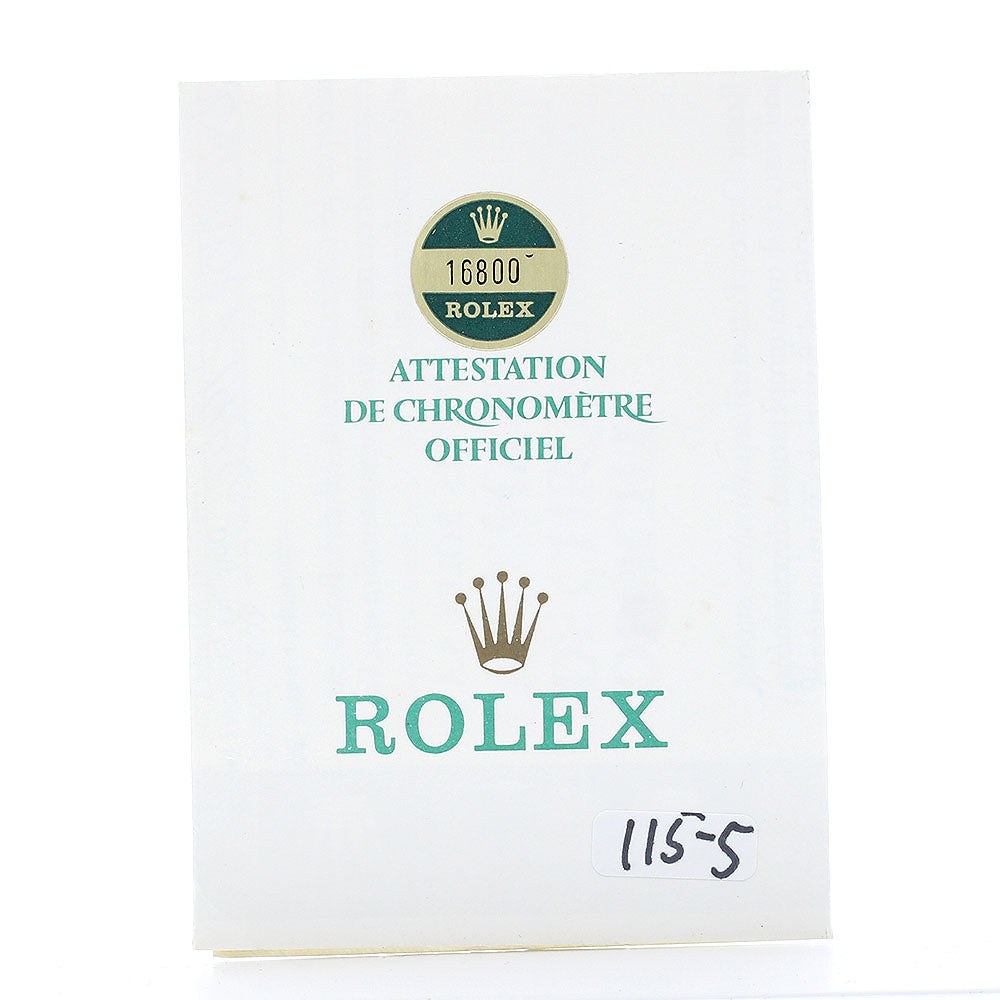 ROLEX 16800 Warranty card Dial Watch_R-13