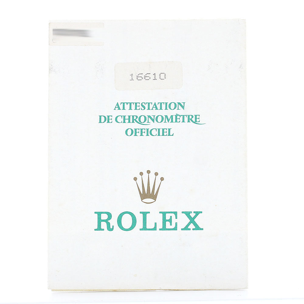 ROLEX 16610 Warranty card Dial Watch_R-14
