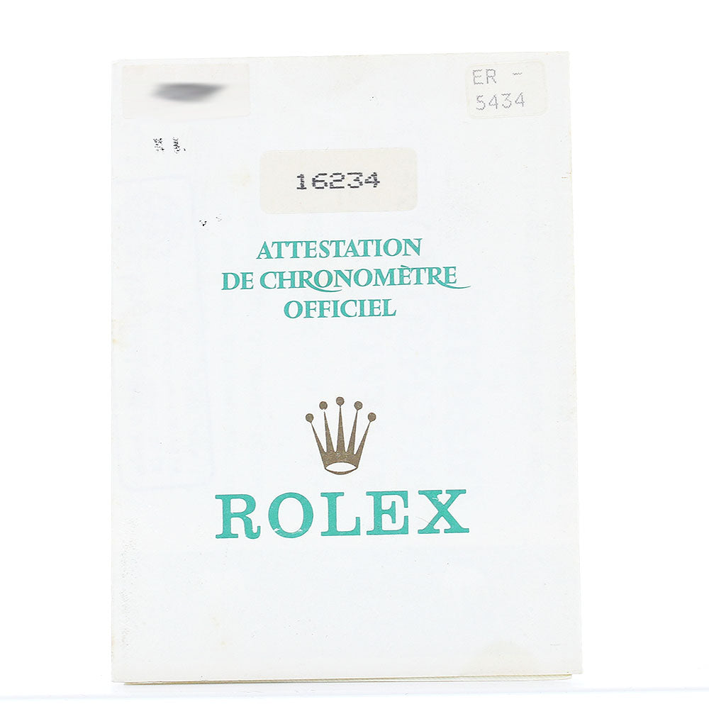 ROLEX 16234 Warranty card Dial Watch_R-2