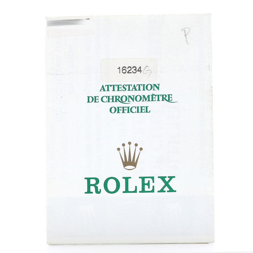 ROLEX 16234 Warranty card Dial Watch_R-3